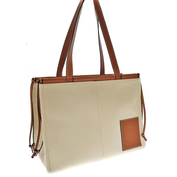 Loewe Handbags - Loewe Cushion Tote Bag Shoulder Leather Brown Ivory White Tan Logo